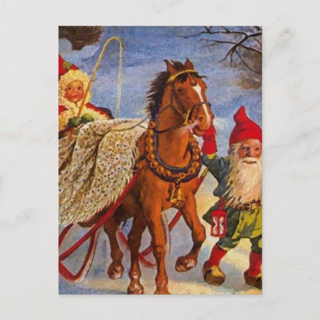 “Sled Ride at Night” by Jenny Nystrom Postcard (Front)