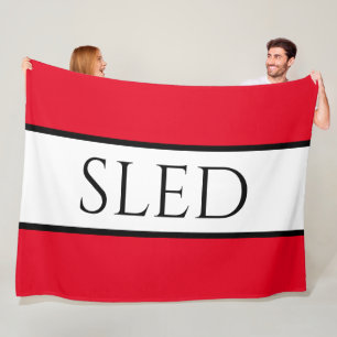 SLED Wide Sporty Bright Red Snowy White Stripes Fleece Blanket