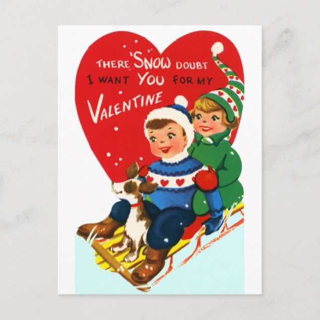 Sleddin' Valentine Holiday Postcard (Front)