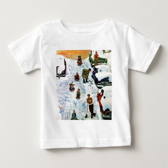 Sledding and Digging Out Baby T-Shirt (Front)