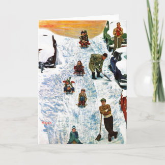 Sledding and Digging Out Holiday Card