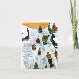 Sledding and Digging Out Holiday Card