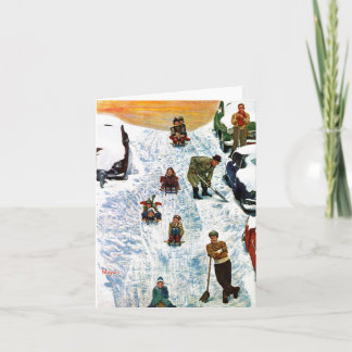 Sledding and Digging Out Holiday Card