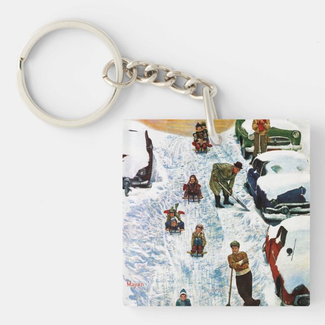 Sledding and Digging Out Key Ring (Front)
