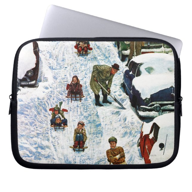 Sledding and Digging Out Laptop Sleeve (Front)