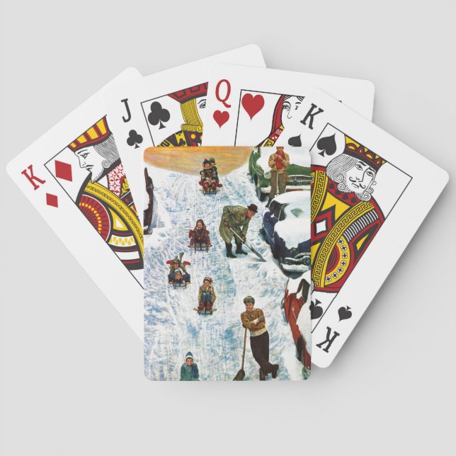 Sledding and Digging Out Playing Cards (Back)