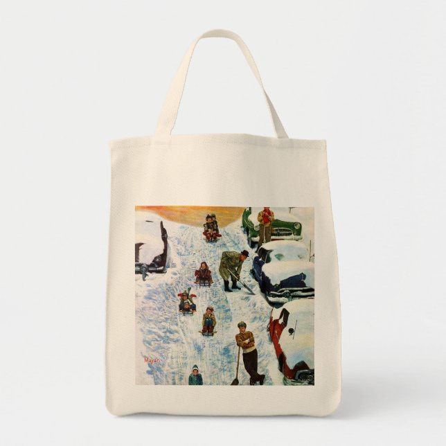 Sledding and Digging Out Tote Bag (Front)