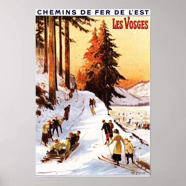 Sledding and Skiing at Vosges Poster (Front)
