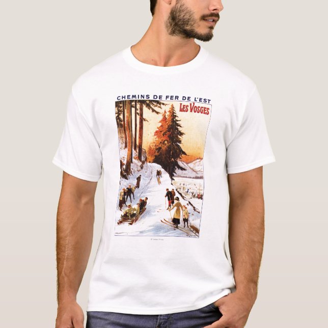 Sledding and Skiing at Vosges Poster T-Shirt (Front)
