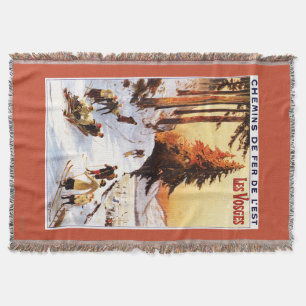 Sledding and Skiing at Vosges Poster Throw Blanket