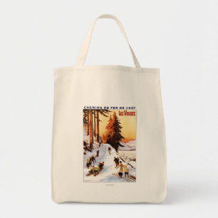 Sledding and Skiing at Vosges Poster Tote Bag