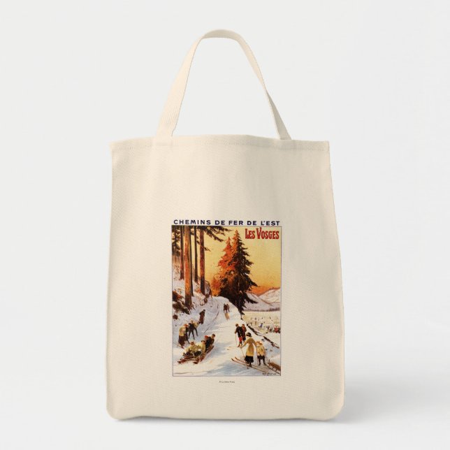 Sledding and Skiing at Vosges Poster Tote Bag (Front)