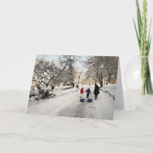 Sledding Central Park Holiday Card