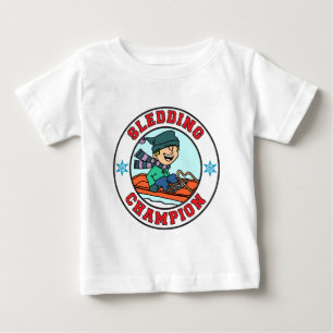 Sledding Champion Cartoon Boy Baby T-Shirt