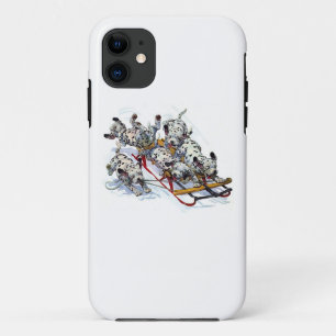 Sledding Dalmatian Pups iPhone 11 Case