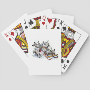 Sledding Dalmatian Pups Playing Cards