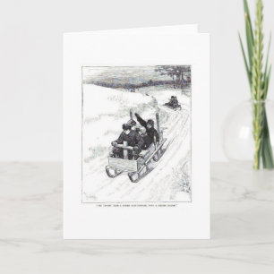 Sledding Downhill, Greeting Card