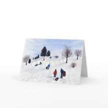 Sledding Holiday Card