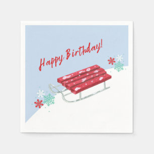 Sledding & Hot Cocoa Winter Birthday Party  Napkin