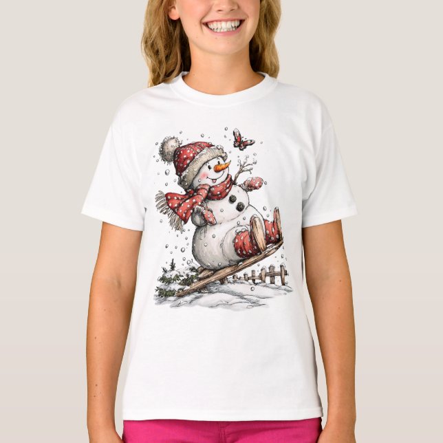 Sledding In The Snow T-Shirt (Front)