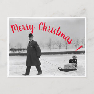 Sledding on Ice Postcard