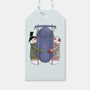 Sledding Snow Couple Gift Tags