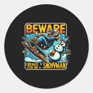 Sledding Snow Sled Winter Sport Winter Outdood Act Classic Round Sticker
