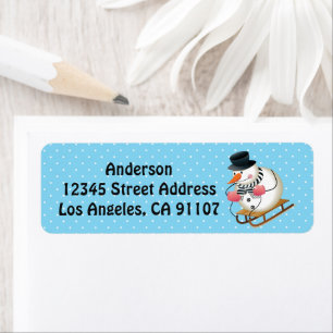Sledding  Snowman Return Address Labels