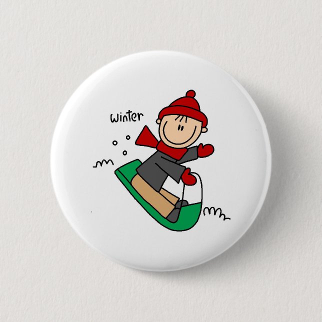 Sledding The Winter Snow Button (Front)