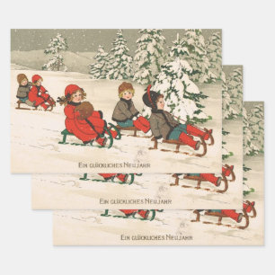 Sledding Wrapping Paper Sheet