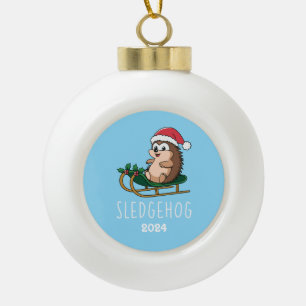 Sledgehog Ceramic Ball Christmas Ornament