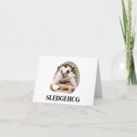Sledgehog Funny Hedgehog Christmas Sleigh Blank