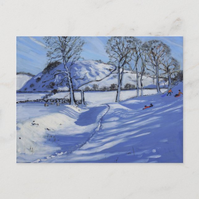 Sledging Derbyshire Peak District 2012 Postcard (Front)