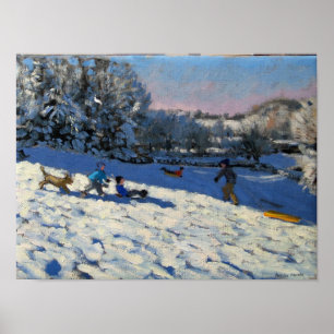 Sledging near Youlgreave Derbyshire Poster