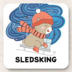 Sledsking Personalizable Coaster
