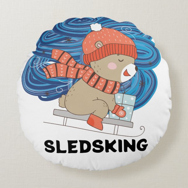 Sledsking Personalizable  Round Cushion (Front)