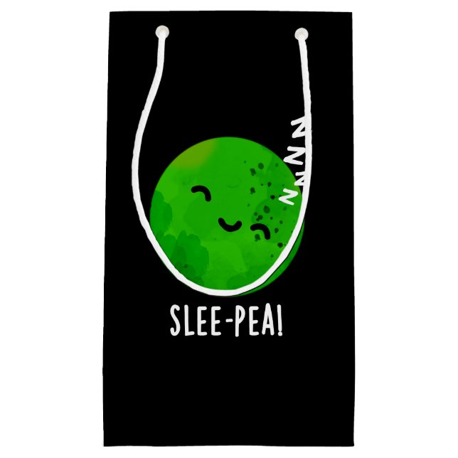 Slee-pea Funny Sleeping Pea Pun Dark BG Small Gift Bag (Front)