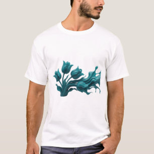 Sleek ABSTRACT FLOWER Wearable Art T-Shirt