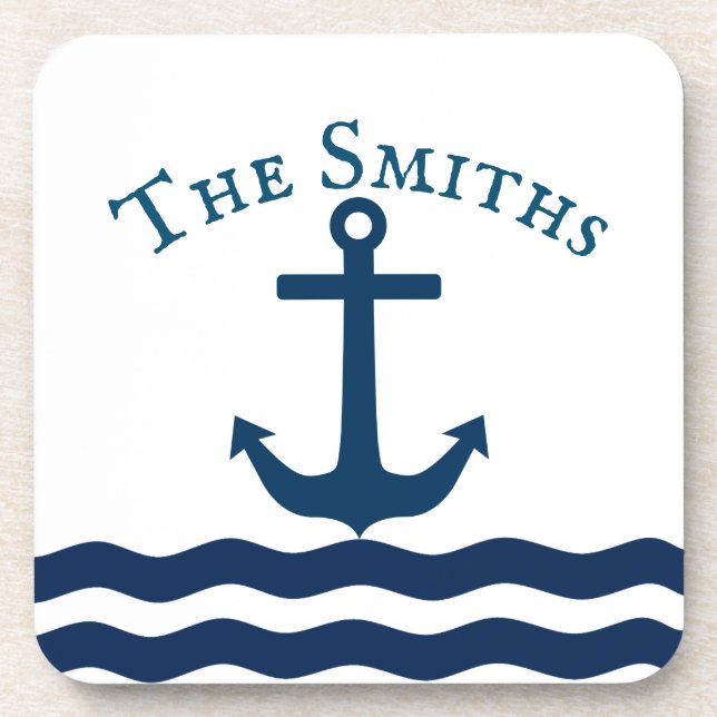 Sleek Anchor Nautical Custom Coaster (Front)