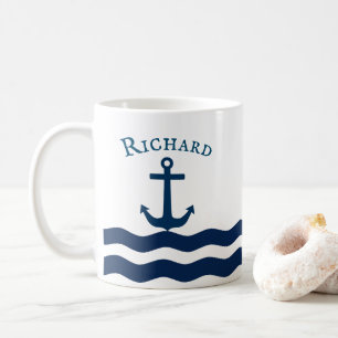 Sleek Anchor Nautical Custom Coffee Mug