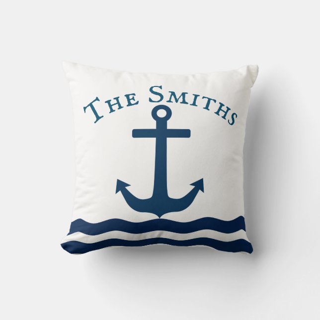 Sleek Anchor Nautical Custom Cushion (Front)