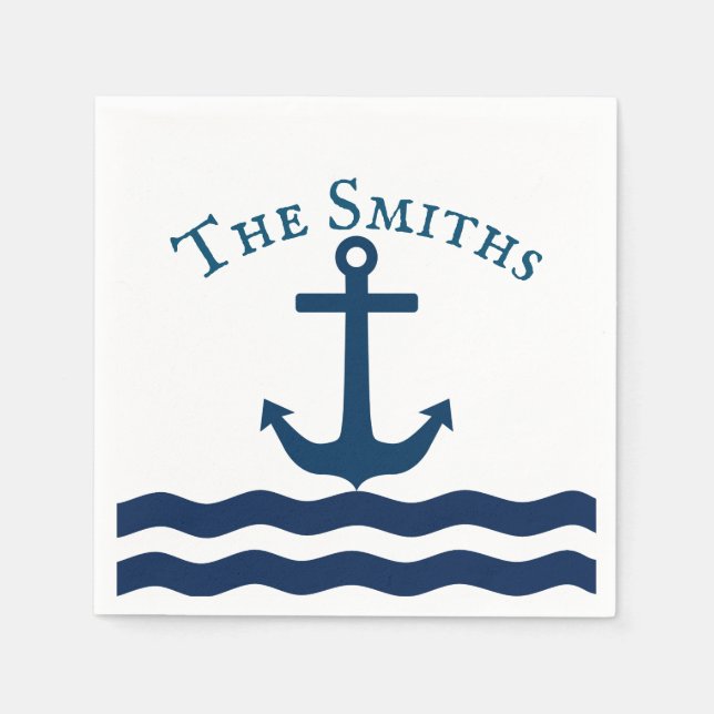 Sleek Anchor Nautical Custom Napkin (Front)