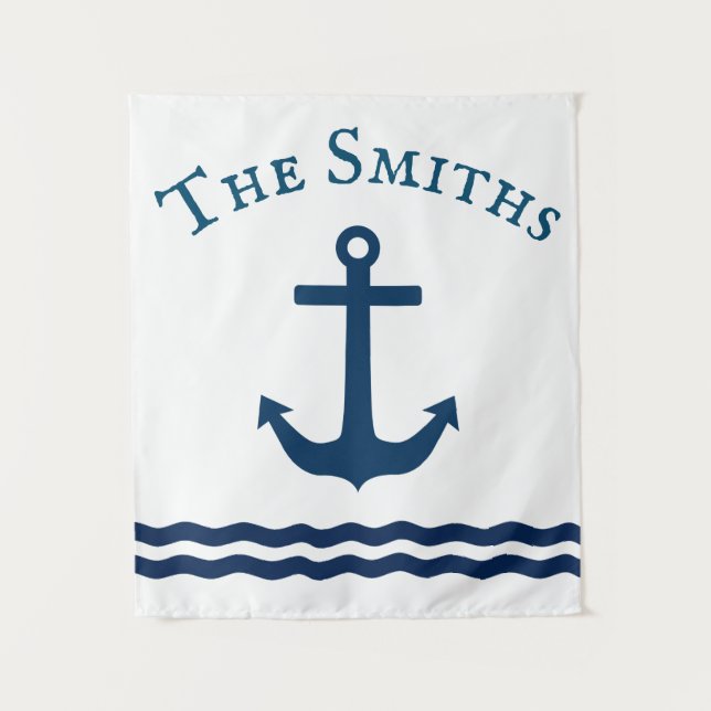 Sleek Anchor Nautical Custom Tapestry (Front)