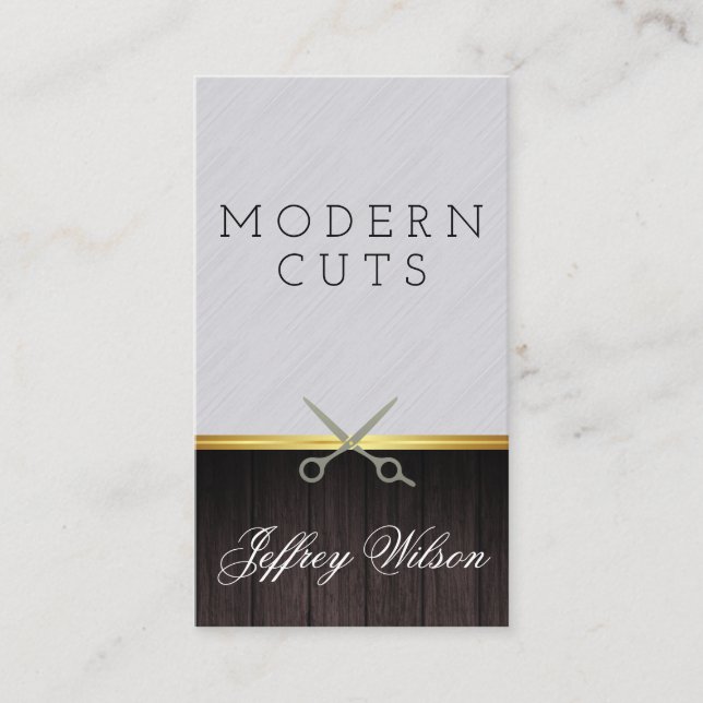 Sleek and Modern Barber Business Card (Front)