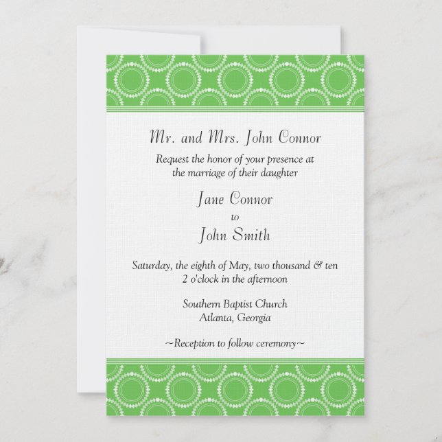 Sleek and Polished Wedding Invite, Kelly Green Invitation (Front)