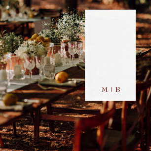 Sleek and Simple Brown Monogram Wedding Napkin