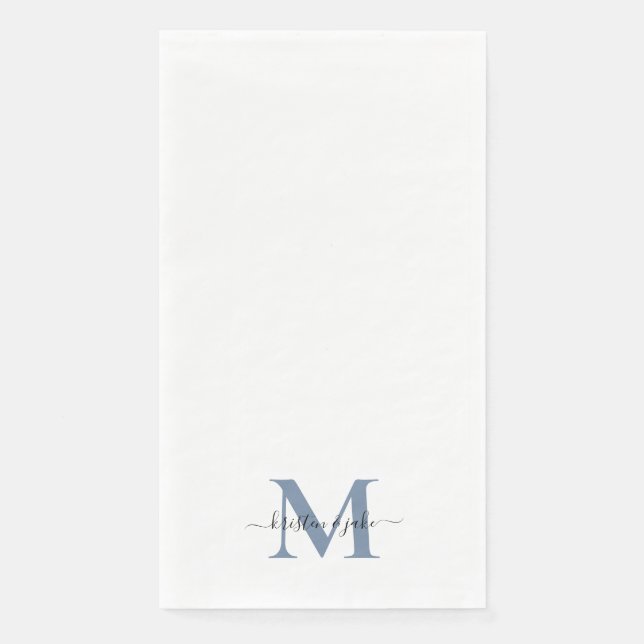 Sleek and Simple Periwinkle Monogram Swash Napkin (Front)