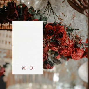 Sleek and Simple Ruby Red Monogram Wedding  Napkin