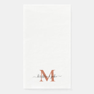Sleek and Simple Terracotta Monogram Swash Napkin