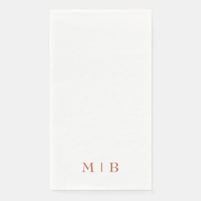 Sleek and Simple Terracotta Monogram Wedding  Napkin (Front)